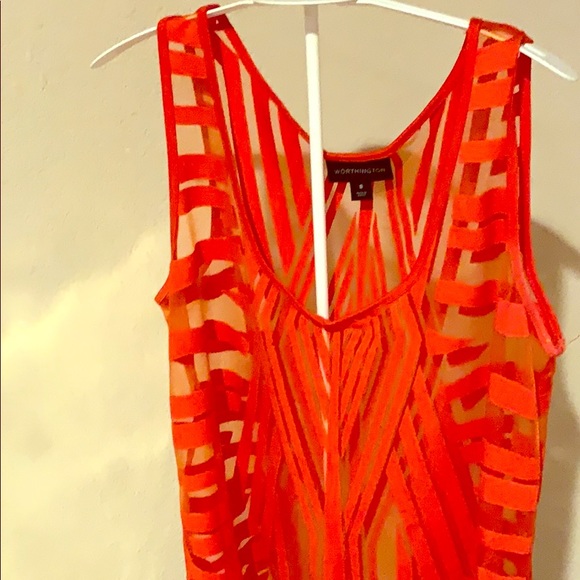 Worthington 🦞red sheer geometric layering tank - Picture 2 of 5